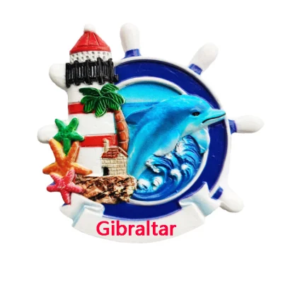 Custom Logo Resin Printing Lighthouse Magnet UK Gibraltar Souvenir Fridge Magnet